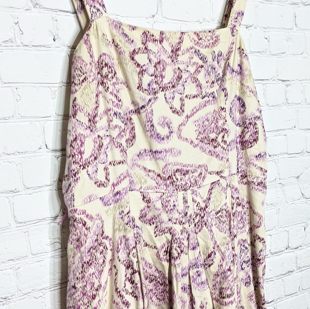 Ann Taylor Women's Sundress Loft Tan Purple Dress Petite 14 - Picture 4 of 8